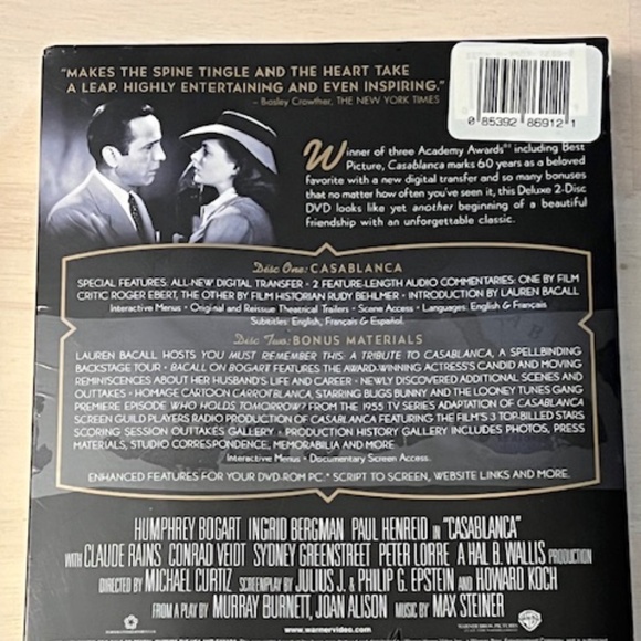 BRAND NEW SEALED Casblanca DVD Classic Movies | Humphrey Bogart | Ingrid Bergman - Picture 3 of 3